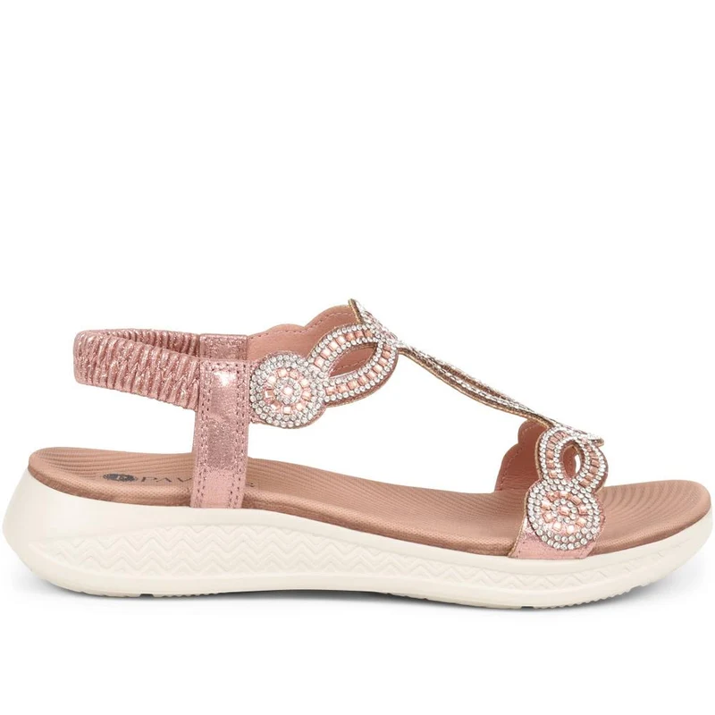 Embellished Flatform Sandals - BAIZH37045 / 323 379 - Pink