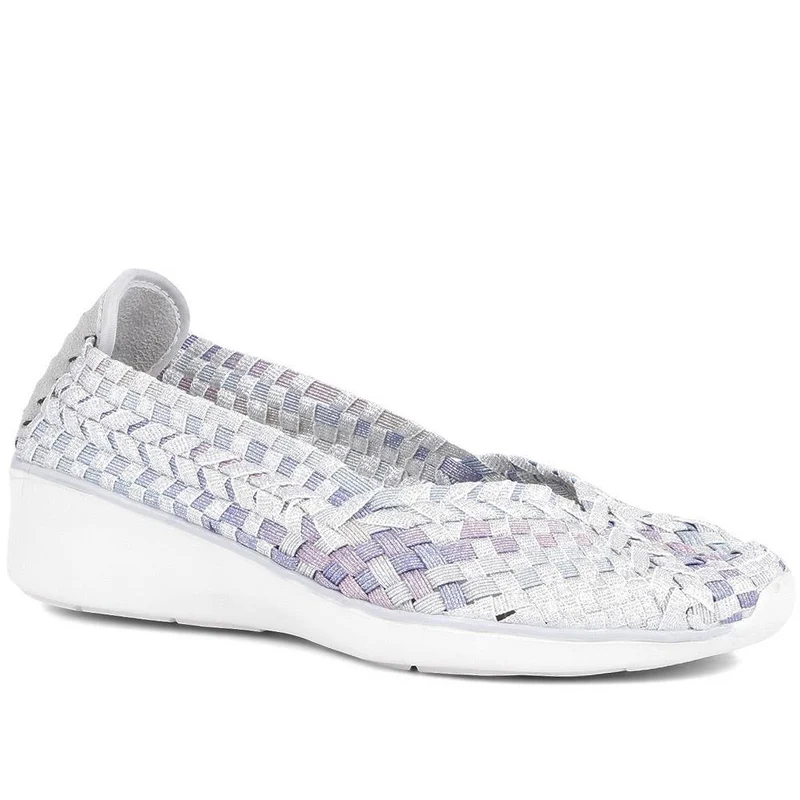Stretch Fit Memory Foam Slip On Pumps - BRK35079 / 322 014 - Silver Shimmer