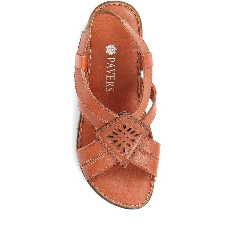 Leather Slingback Sandals - LUCK35001 / 321 605 - Tan