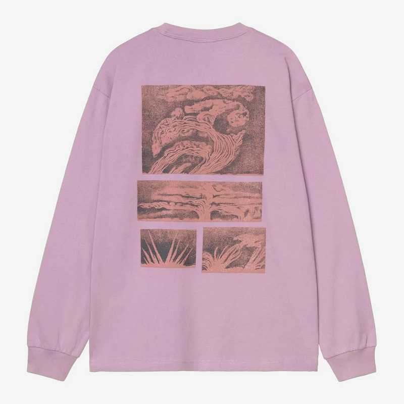 Carhartt WIP Emerge Langarm-T-Shirt für Herren | Sanftes Lila, Stone-Washed