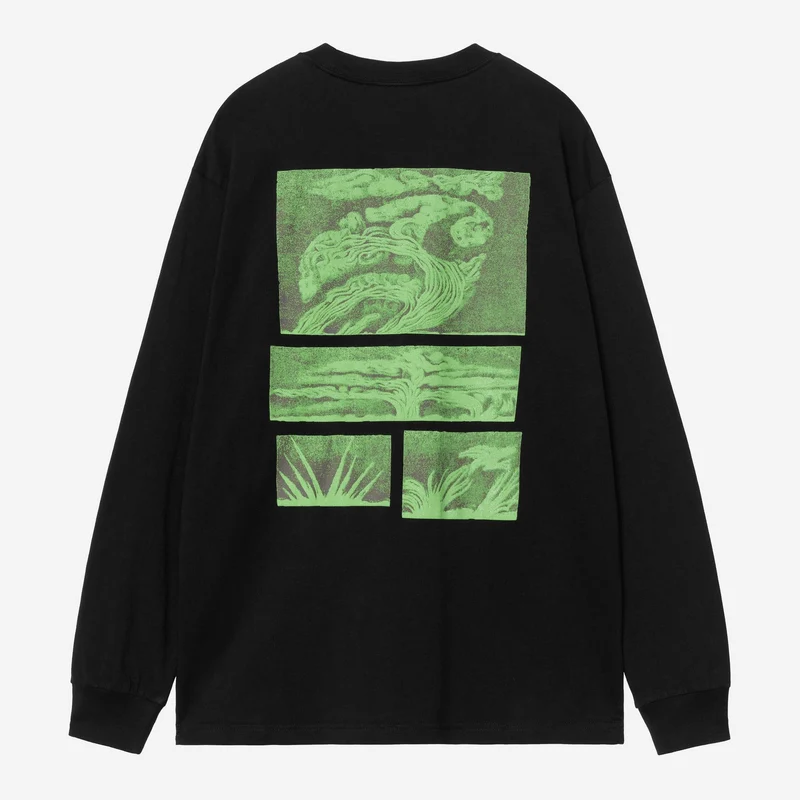 Carhartt WIP Emerge Langarm-T-Shirt für Herren | Schwarz, Stone-Washed