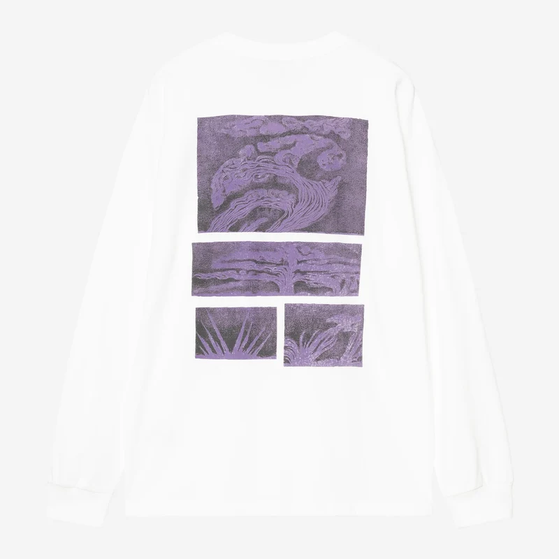 Carhartt WIP Emerge Langarm-T-Shirt für Herren | Weiß, Stone-Washed