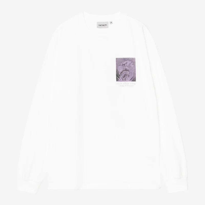 Carhartt WIP Emerge Langarm-T-Shirt für Herren | Weiß, Stone-Washed