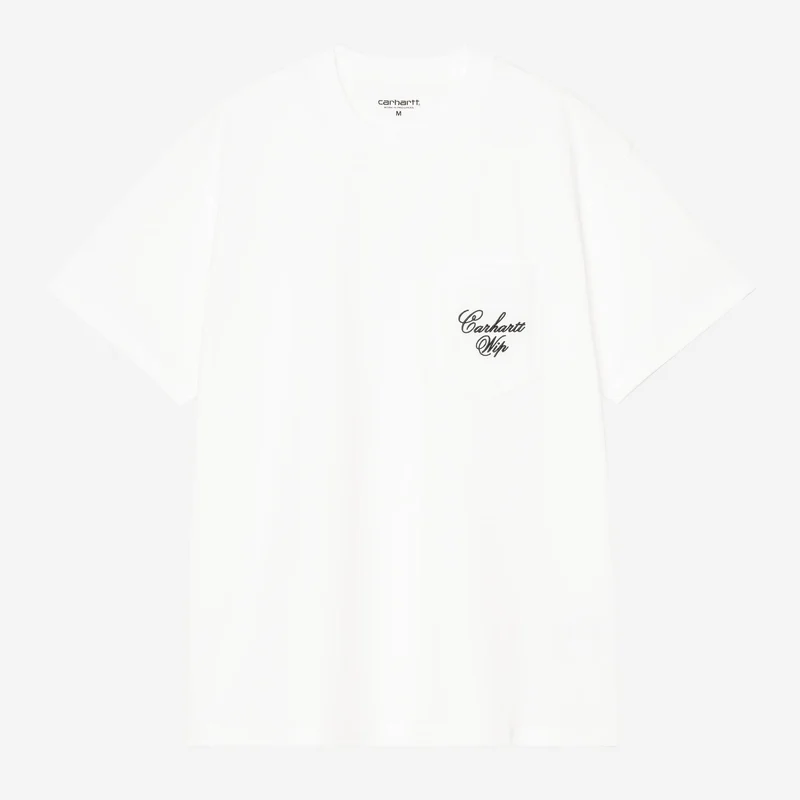 Carhartt WIP Herren Langarm-T-Shirt mit Tasche | Weiß Schwarz