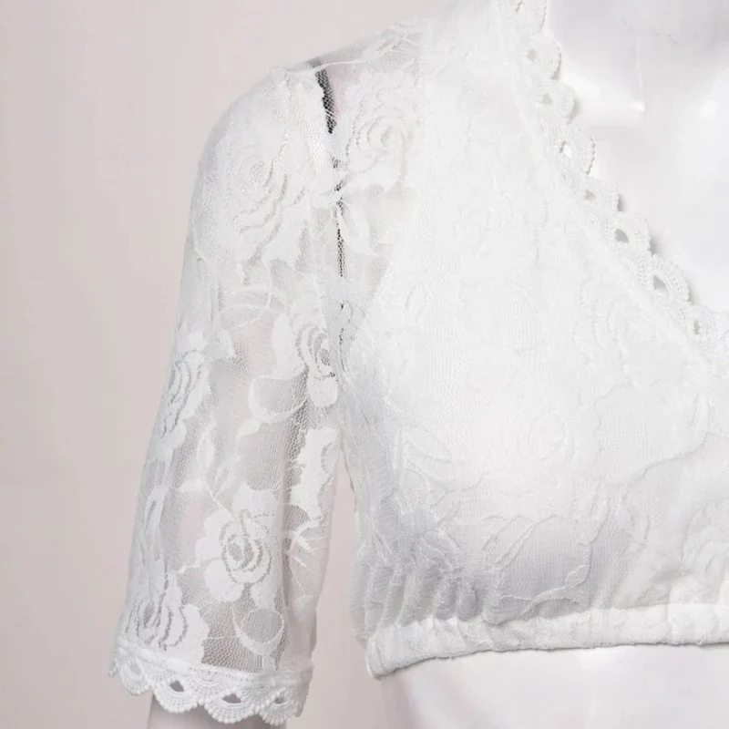 Marlies | Damen Weiße Oktoberfest Dirndlbluse