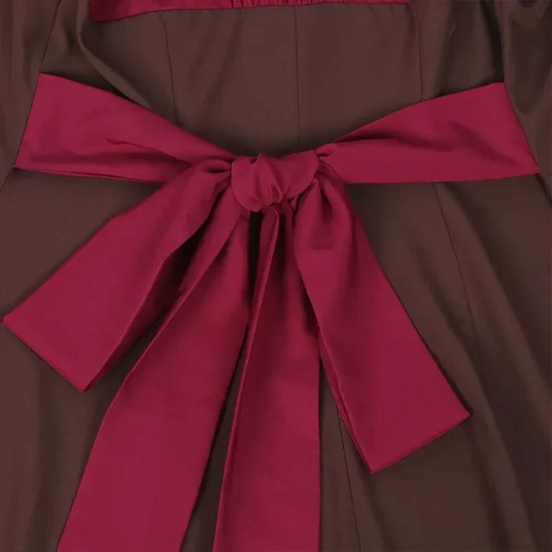 Maja | Damen Burgundy Oktoberfest Rüschenkleid im Dirndl Stil
