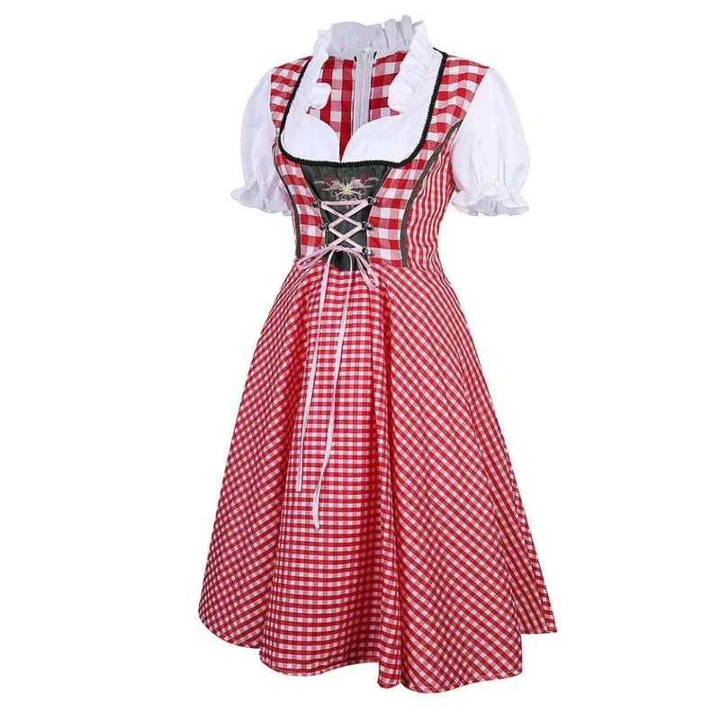 Fiona | Damen Kariertes Oktoberfest Dirndl mit Karomuster