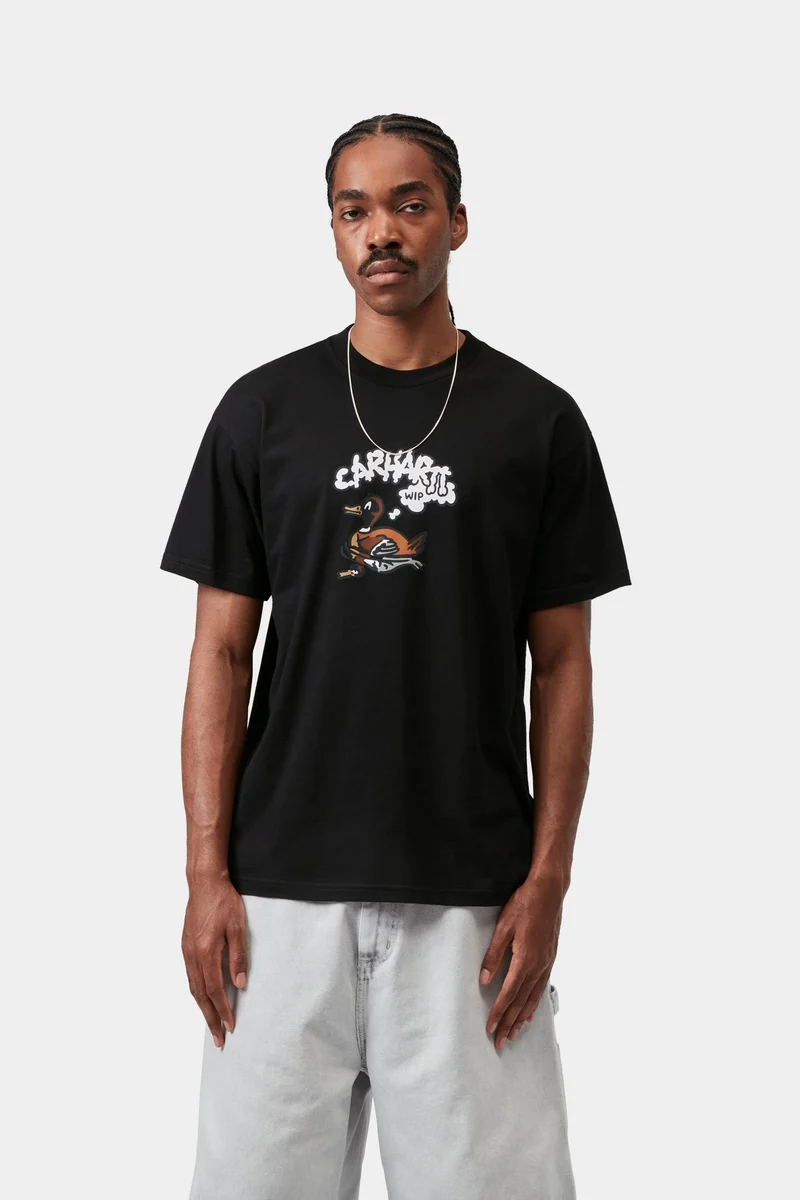 Carhartt WIP Herren-T-Shirt mit Entenmotiv | Schwarz