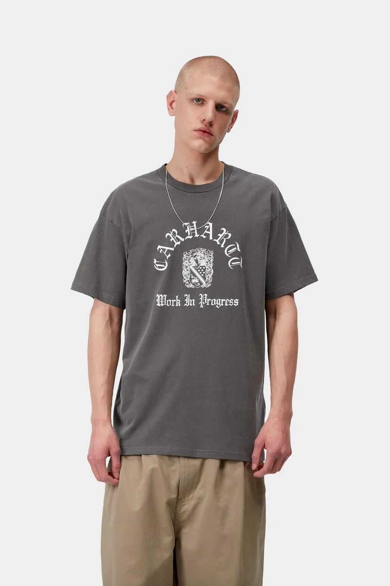 Carhartt WIP Herren-T-Shirt mit Wappenmotiv | Schwarz, stückgefärbt