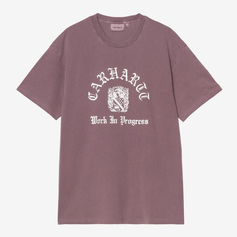 Carhartt WIP Herren-T-Shirt mit Wappenmotiv | Gemütliches, lila stückgefärbtes T-Shirt