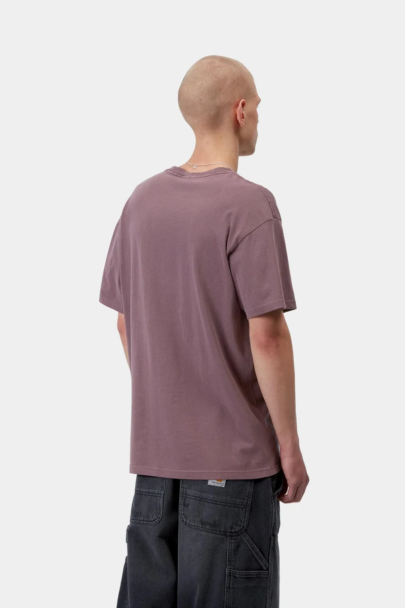 Carhartt WIP Herren-T-Shirt mit Wappenmotiv | Gemütliches, lila stückgefärbtes T-Shirt
