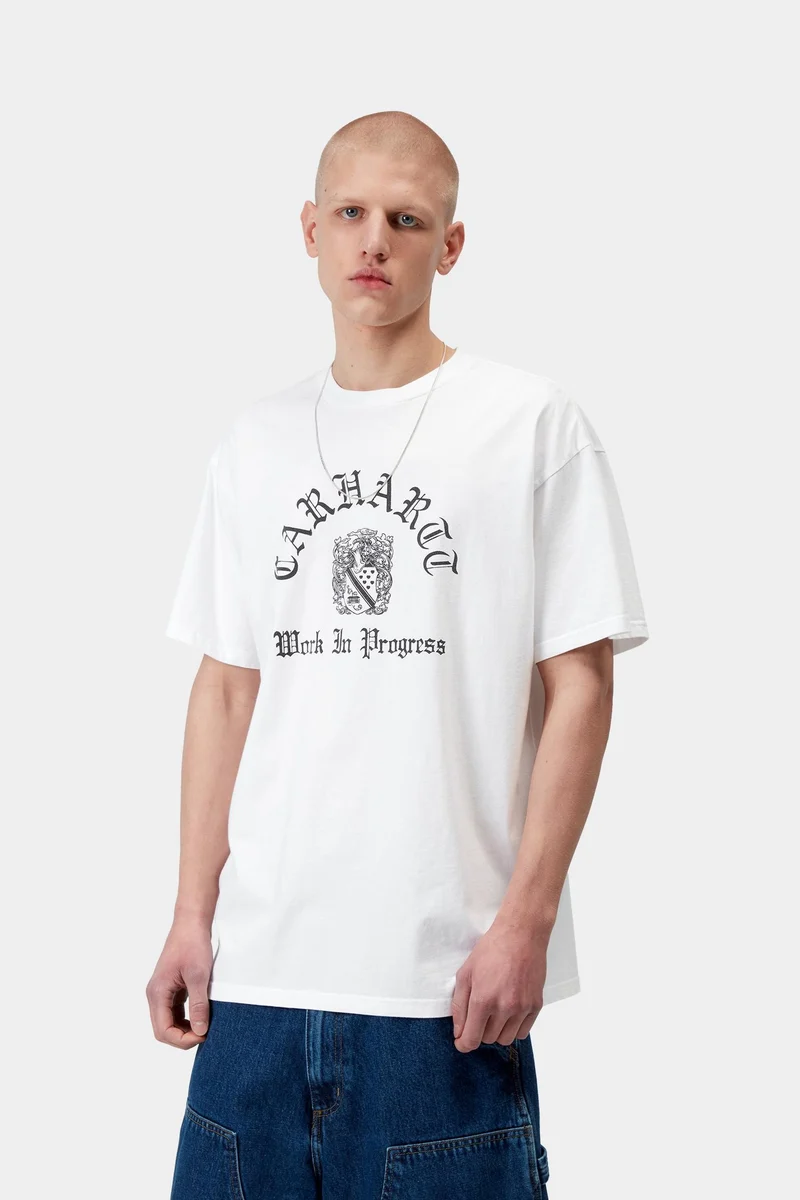 Carhartt WIP Herren-T-Shirt mit Wappenmotiv | Weiß, Heavy Stone Wash
