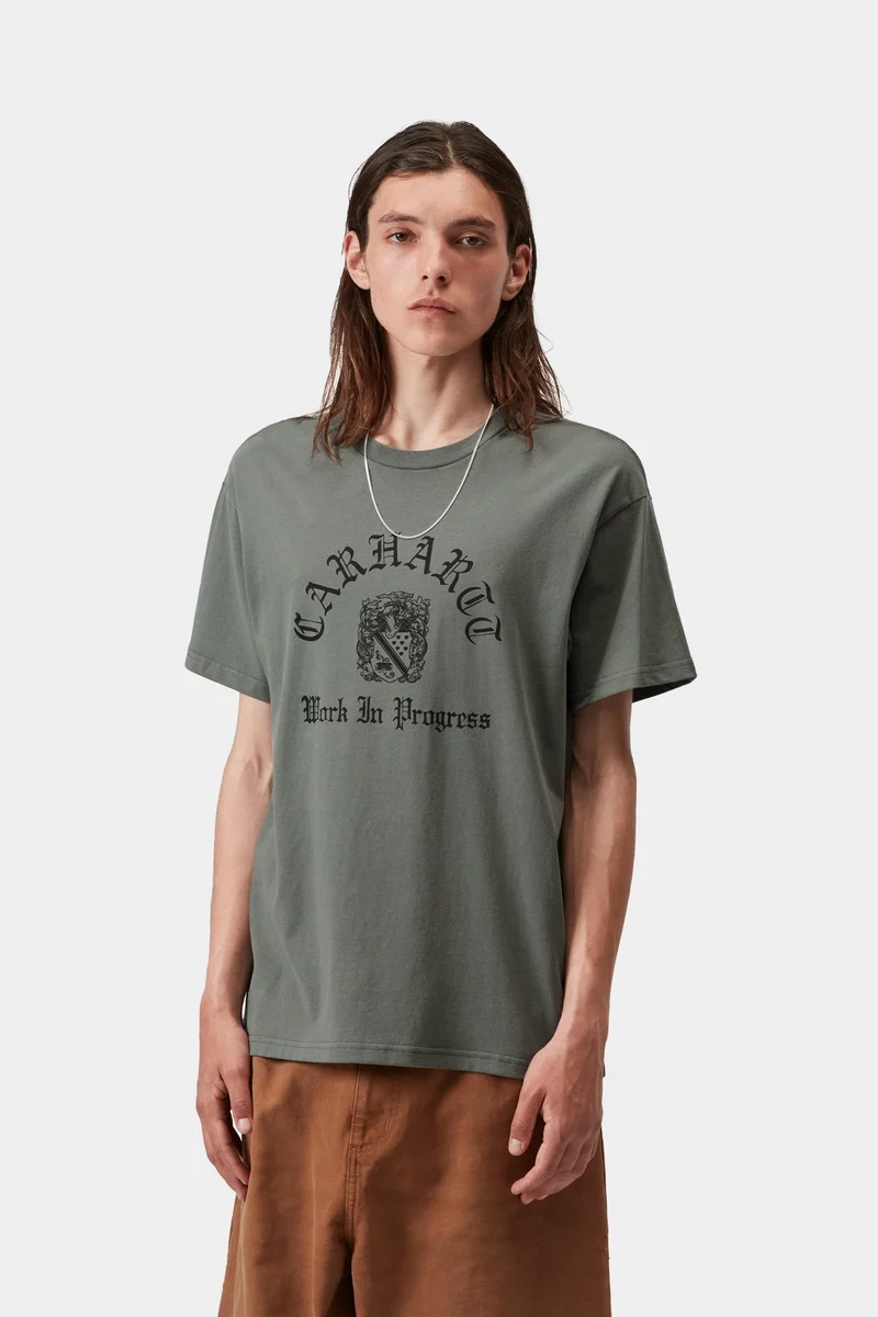 Carhartt WIP Herren-T-Shirt mit Wappenmotiv | Samtgrün, stückgefärbt