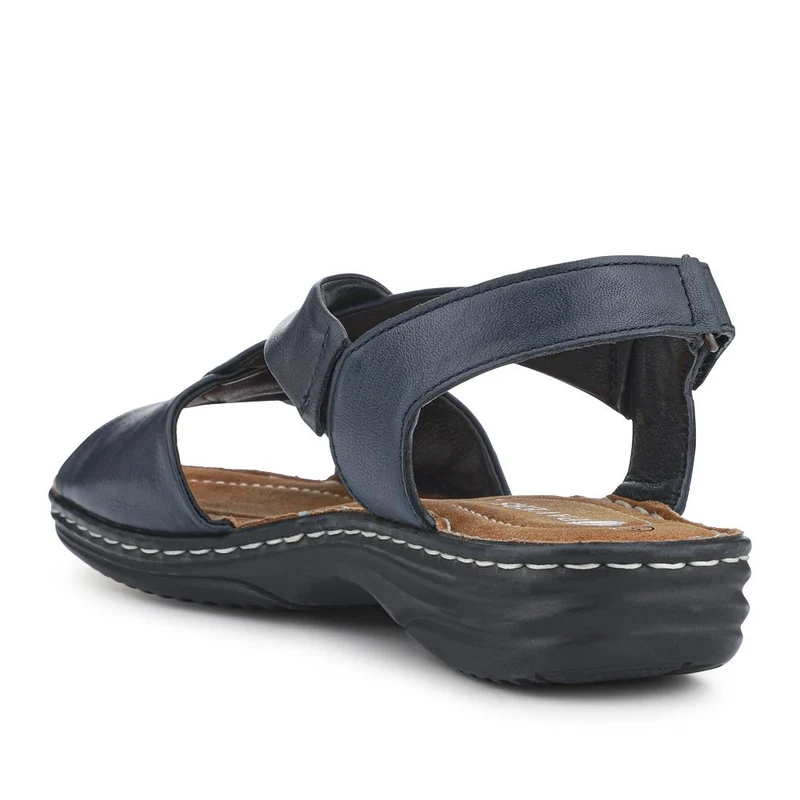 Casual Leather Touch-Fasten Sandals - KF41006 / 327 491 - Navy