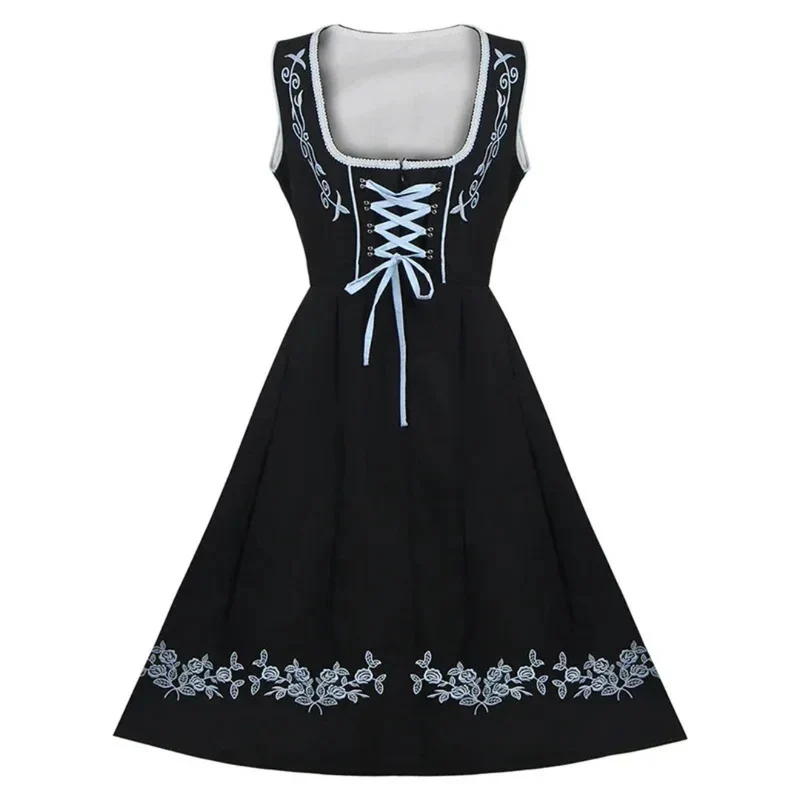 Carolin | Damen Blaues Oktoberfest Dirndl mit Stickerei