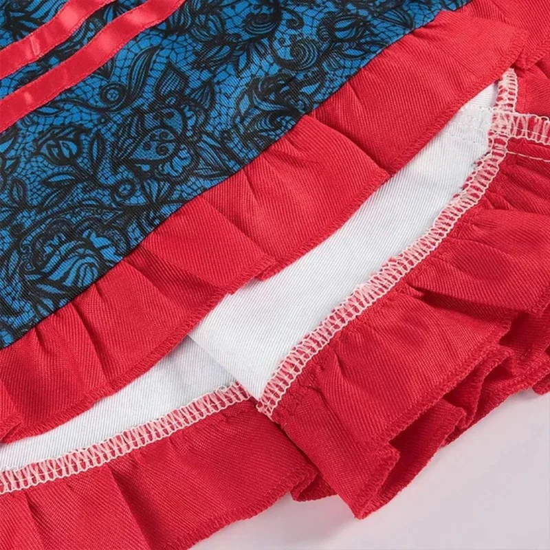 Klara | Damen Rotes Oktoberfest Dirndl mit Blumenmuster