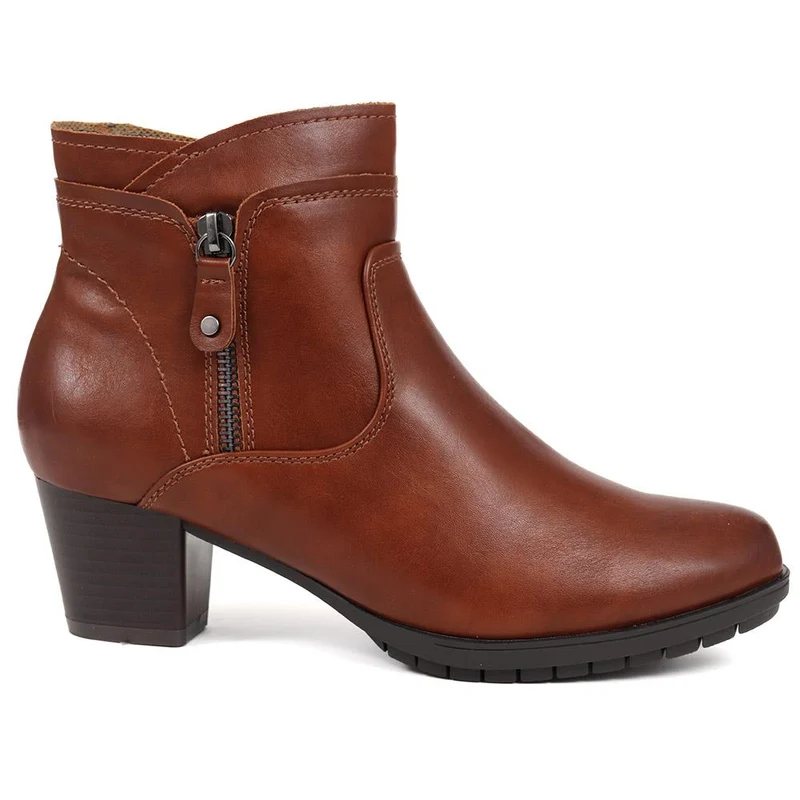 Block Heel Ankle Boots - WOIL36021 / 322 624 - Tan