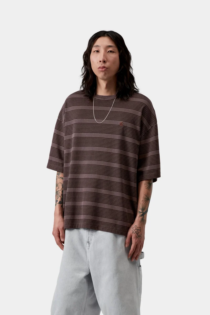 Carhartt WIP Herren Hanson-Streifen-T-Shirt | Palisander