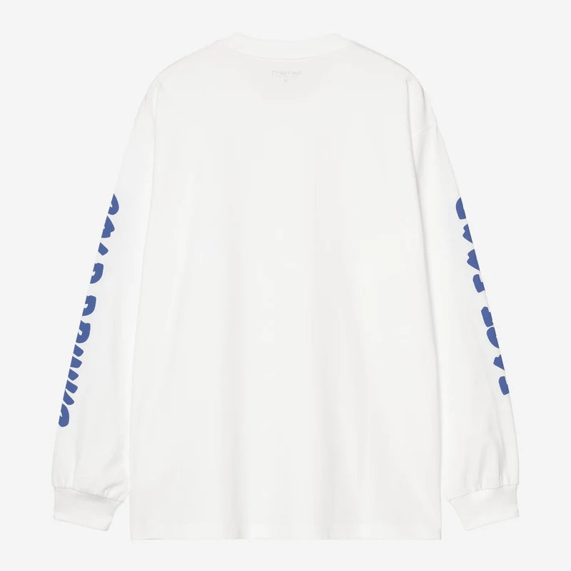 Carhartt WIP Herren-Langarmshirt mit Aufdruck „Kalte Getränke“ | Weiß