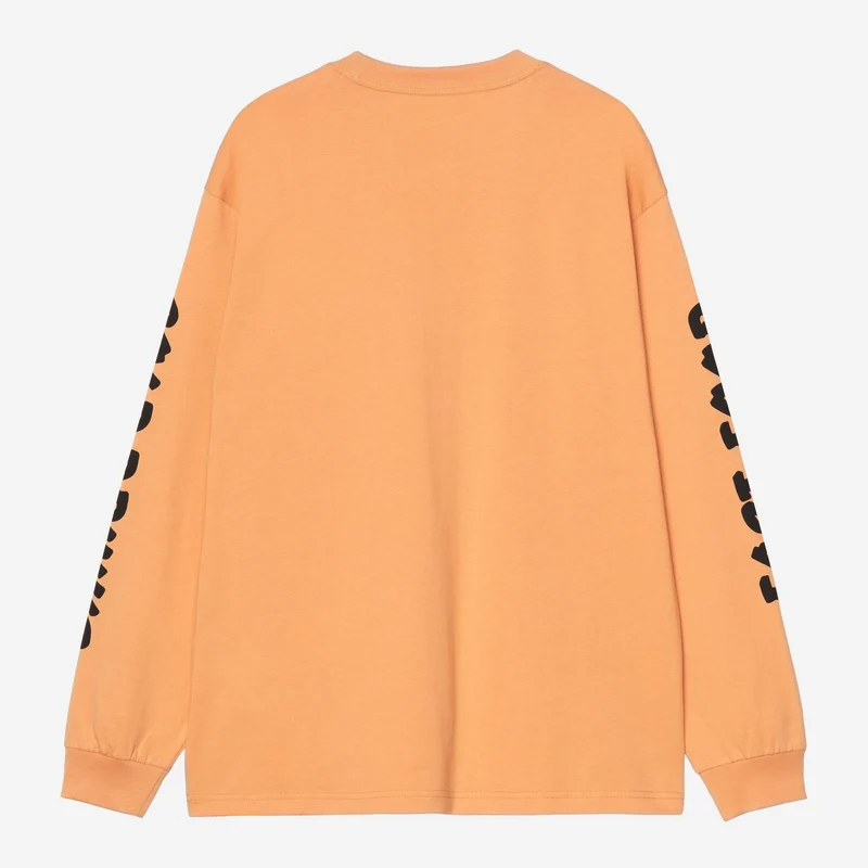 Carhartt WIP Herren-Langarmshirt mit Aufdruck „Kalte Getränke“ | Sanftes Orange