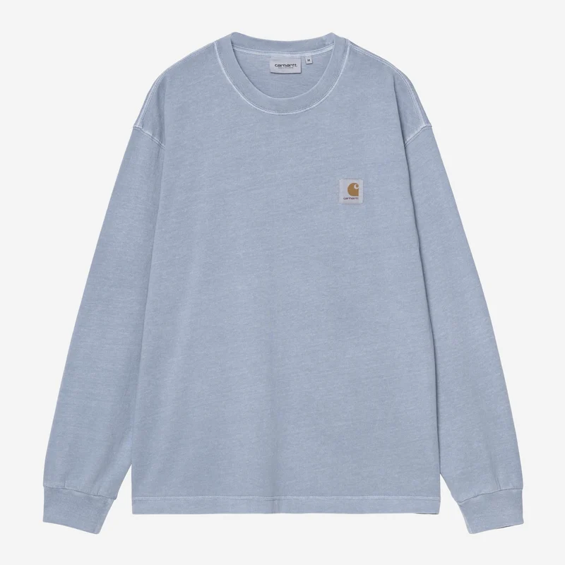 Carhartt WIP Nelson Langarm-T-Shirt für Herren | Hellblau, stückgefärbt