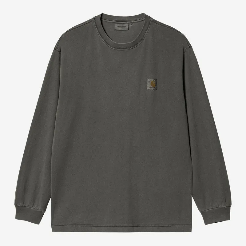 Carhartt WIP Nelson Langarm-T-Shirt für Herren | Schwarz, stückgefärbt