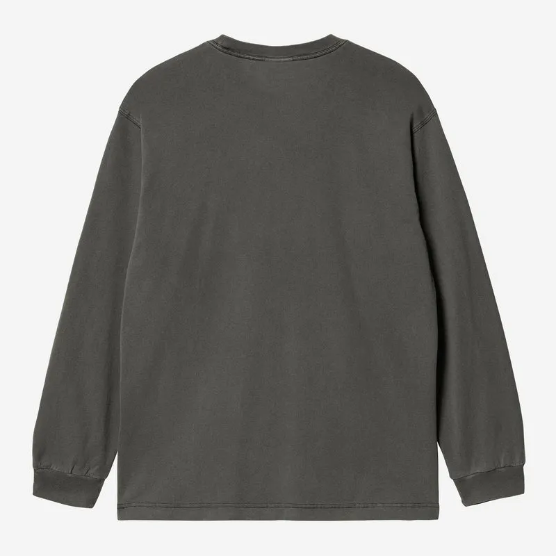 Carhartt WIP Nelson Langarm-T-Shirt für Herren | Schwarz, stückgefärbt