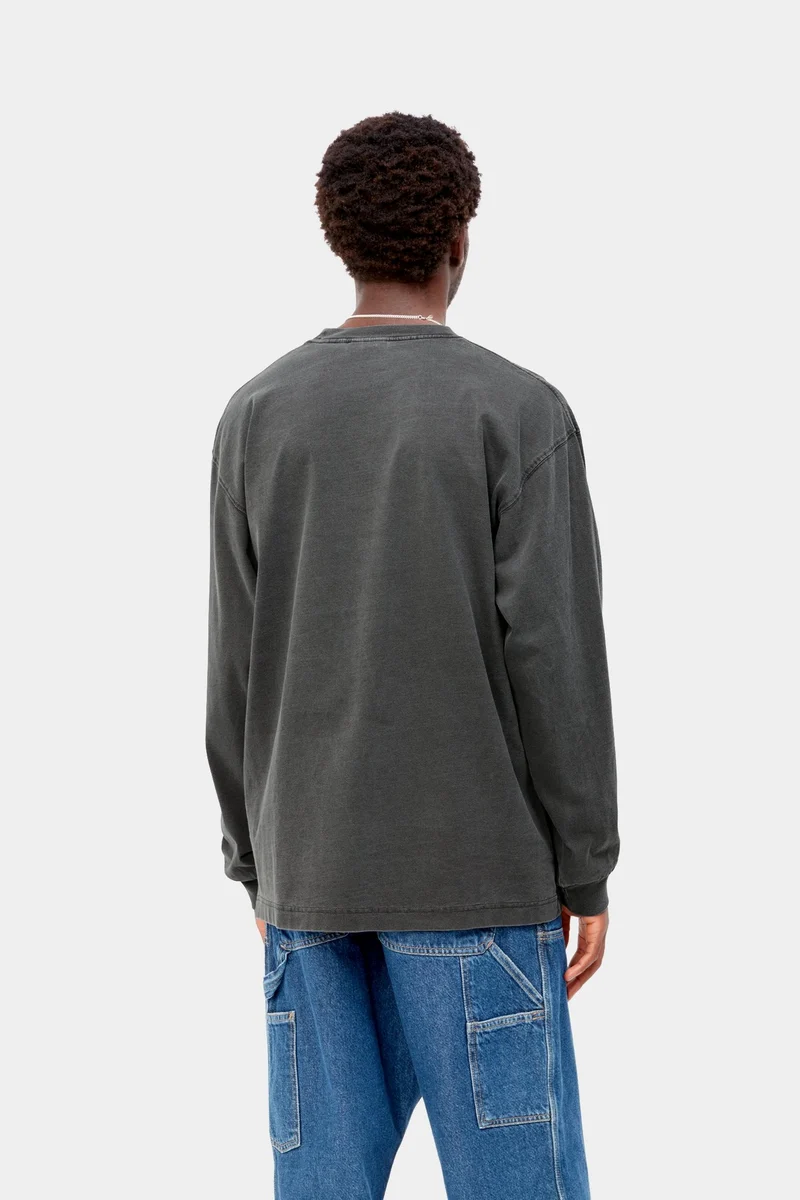 Carhartt WIP Nelson Langarm-T-Shirt für Herren | Schwarz, stückgefärbt