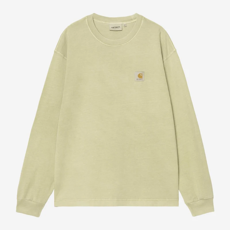 Carhartt WIP Nelson Langarm-T-Shirt für Herren | Sanftes Grün, stückgefärbt