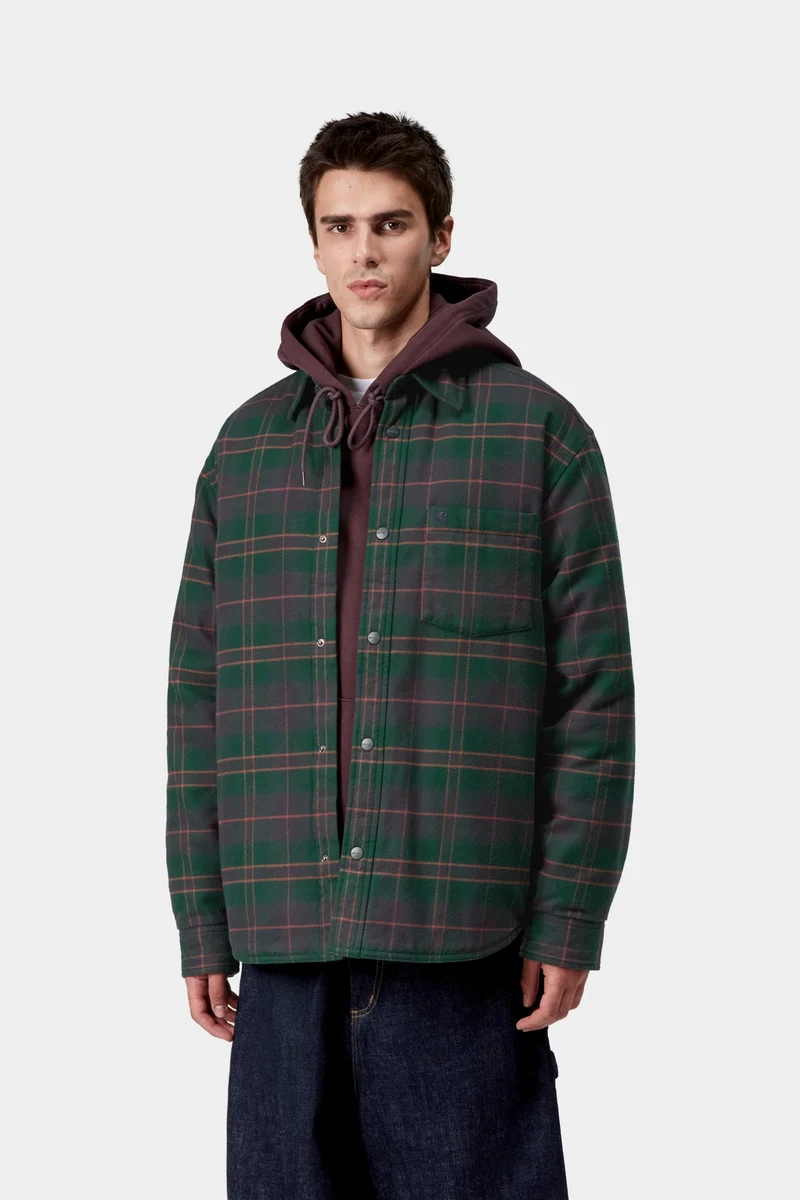 Carhartt WIP Herren Gargan Hemdjacke | Dunkles Tannenkaro