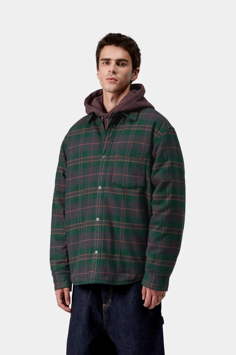 Carhartt WIP Herren Gargan Hemdjacke | Dunkles Tannenkaro
