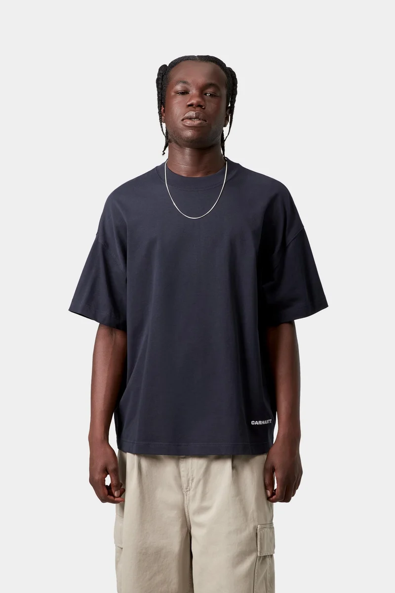 Carhartt WIP Herren-T-Shirt mit Link-Schriftzug | Dunkelblau Weiß