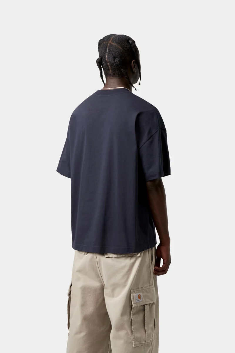 Carhartt WIP Herren-T-Shirt mit Link-Schriftzug | Dunkelblau Weiß