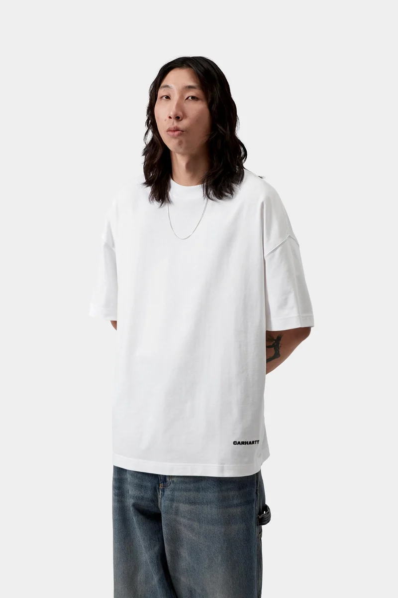 Carhartt WIP Herren-T-Shirt mit Link-Schriftzug | Weiß Schwarz