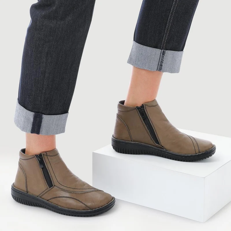 Leather Ankle Boots - LUCK34005 / 321 855 - Olive