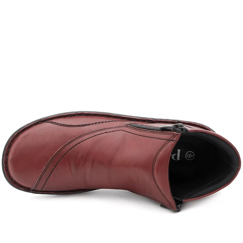 Leather Ankle Boots - LUCK34005 / 321 855 - Burgundy