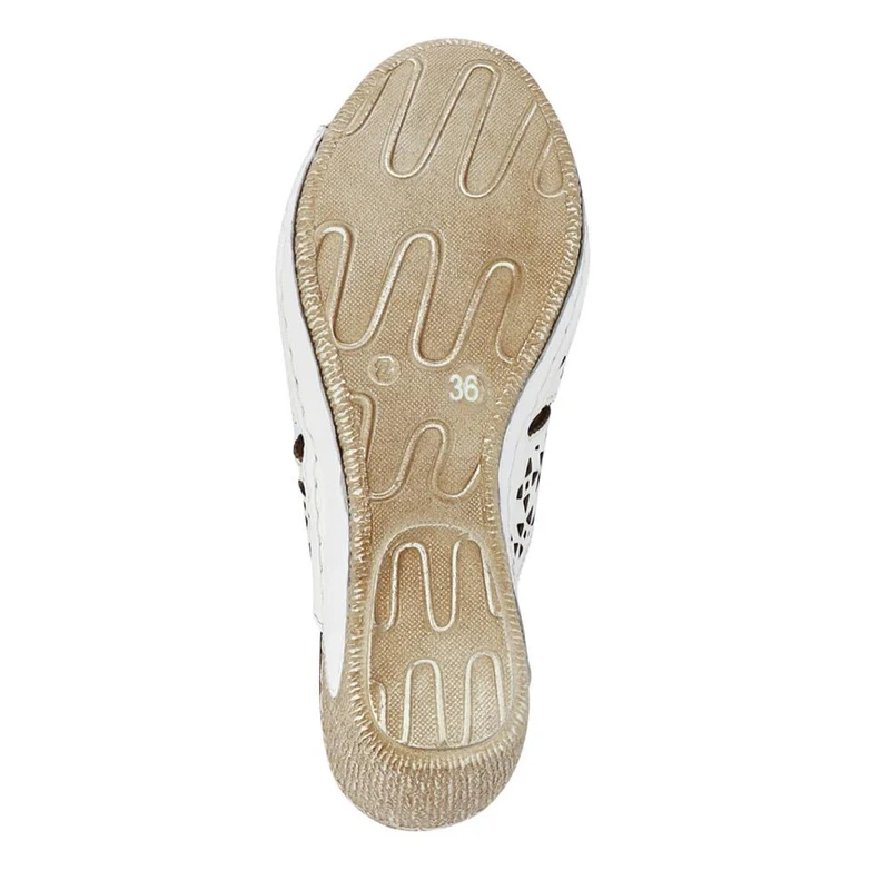 Breathable Leather Wedged Mules - KARY41000 / 327 476 - White