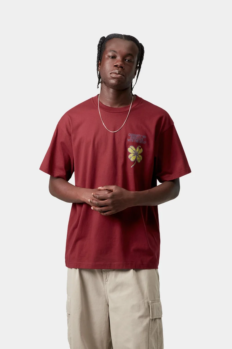 Carhartt WIP Herren-T-Shirt mit Kleeblattmuster | Marsala