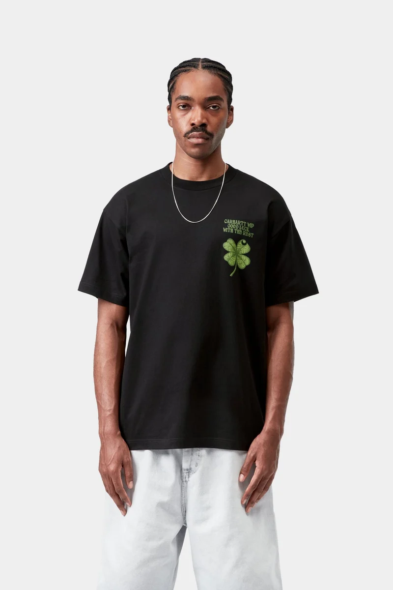 Carhartt WIP Herren-T-Shirt mit Kleeblattmuster | Schwarz