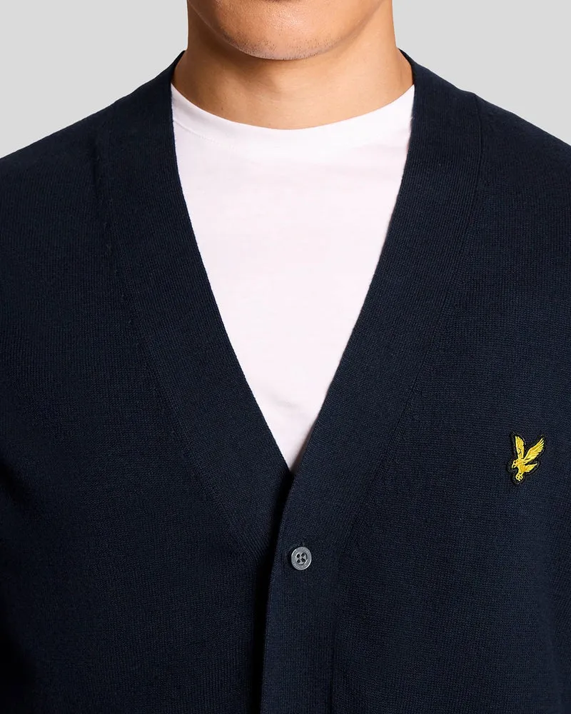 Lyle & Scott Herren-Baumwoll-Cardigan mit V-Ausschnitt | Dunkelblau