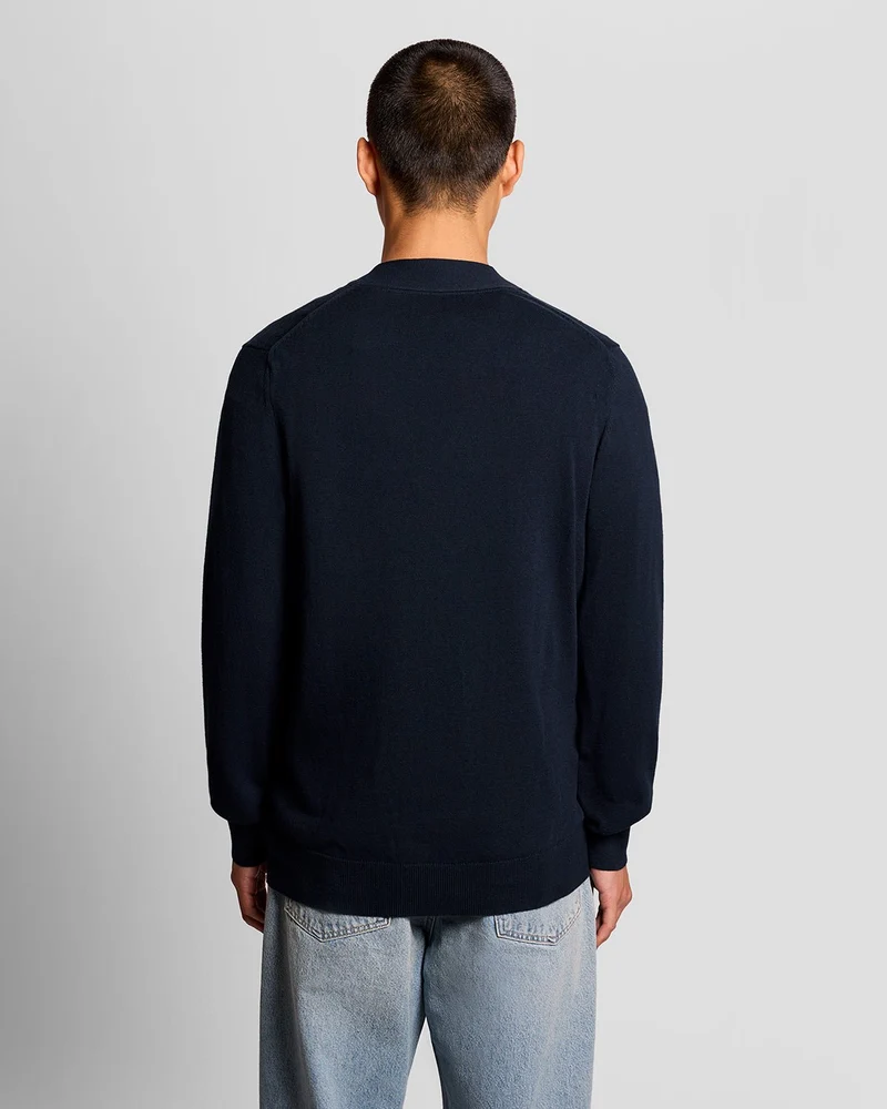 Lyle & Scott Herren-Baumwoll-Cardigan mit V-Ausschnitt | Dunkelblau