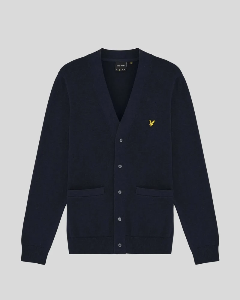 Lyle & Scott Herren-Baumwoll-Cardigan mit V-Ausschnitt | Dunkelblau