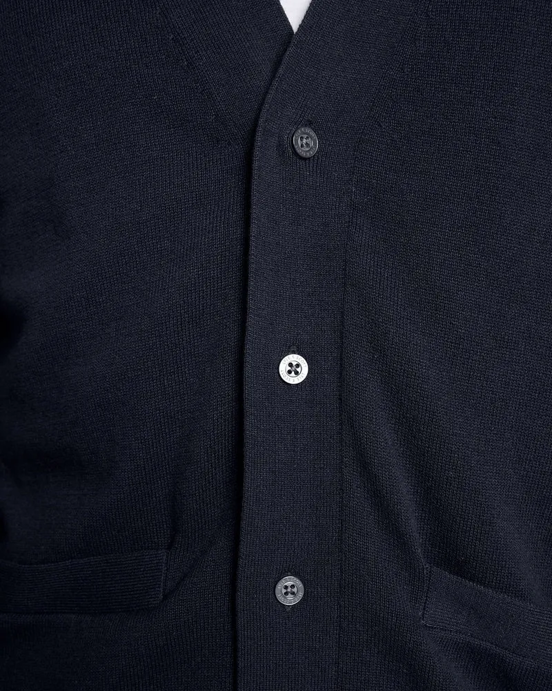 Lyle & Scott Herren-Baumwoll-Cardigan mit V-Ausschnitt | Dunkelblau