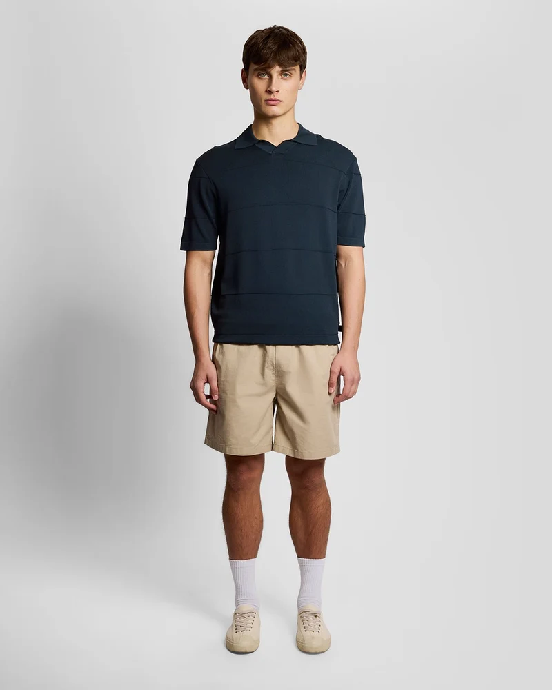 Lyle & Scott Herren-Poloshirt mit offenem Kragen, Feinstrick | Carbon