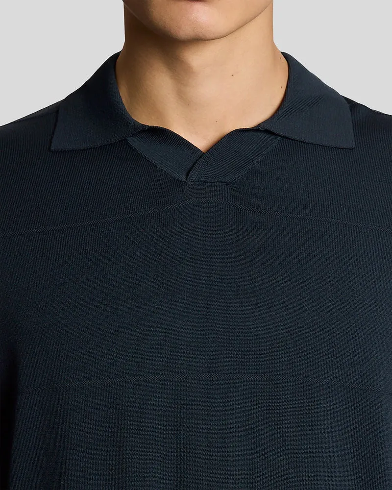 Lyle & Scott Herren-Poloshirt mit offenem Kragen, Feinstrick | Carbon