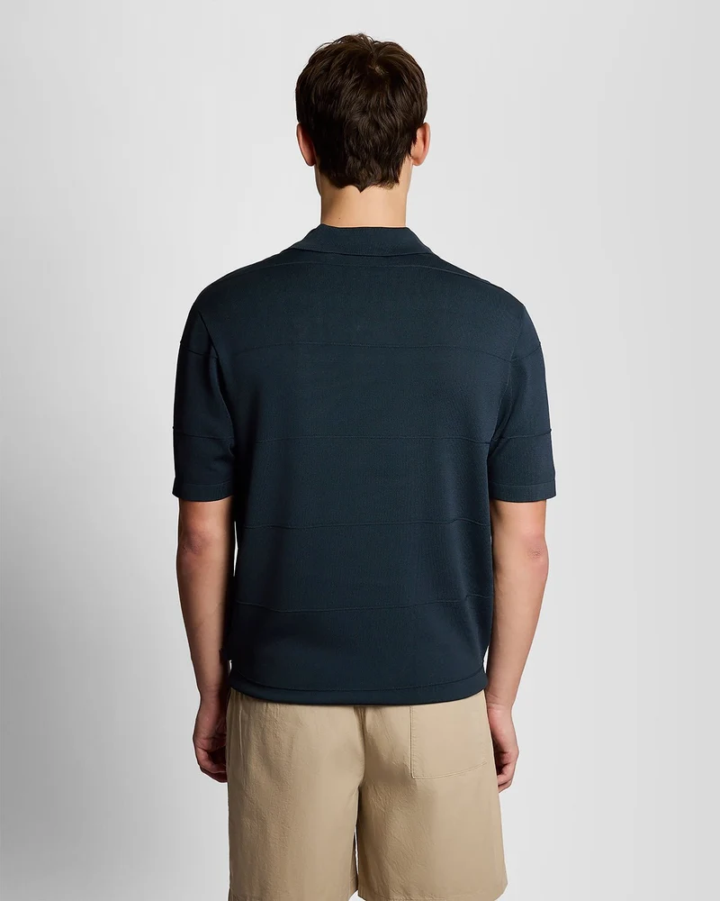 Lyle & Scott Herren-Poloshirt mit offenem Kragen, Feinstrick | Carbon