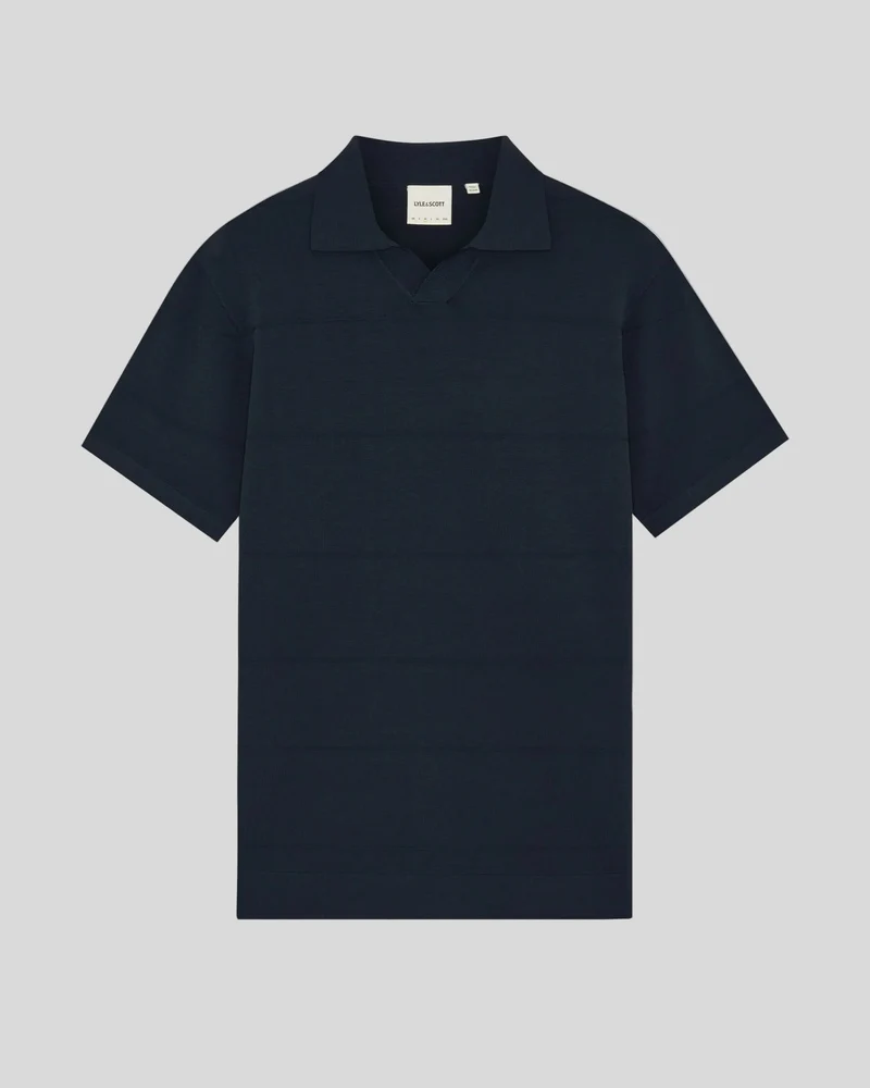 Lyle & Scott Herren-Poloshirt mit offenem Kragen, Feinstrick | Carbon