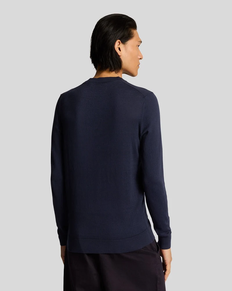 Lyle & Scott Herren-Pullover aus superfeiner Baumwolle mit Rundhalsausschnitt | Dunkelblau