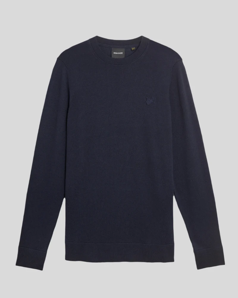 Lyle & Scott Herren-Pullover aus superfeiner Baumwolle mit Rundhalsausschnitt | Dunkelblau
