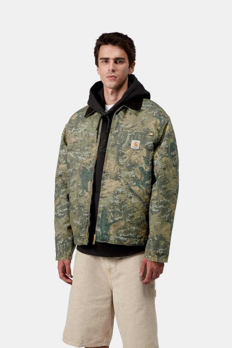 Carhartt WIP Herren OG Detroit Jacke | Camouflage-Kombination Grün